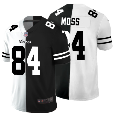Minnesota Minnesota Vikings #84 Randy Moss Men's Black V White Peace Split Nike Vapor Untouchable Limited NFL Jersey Men's